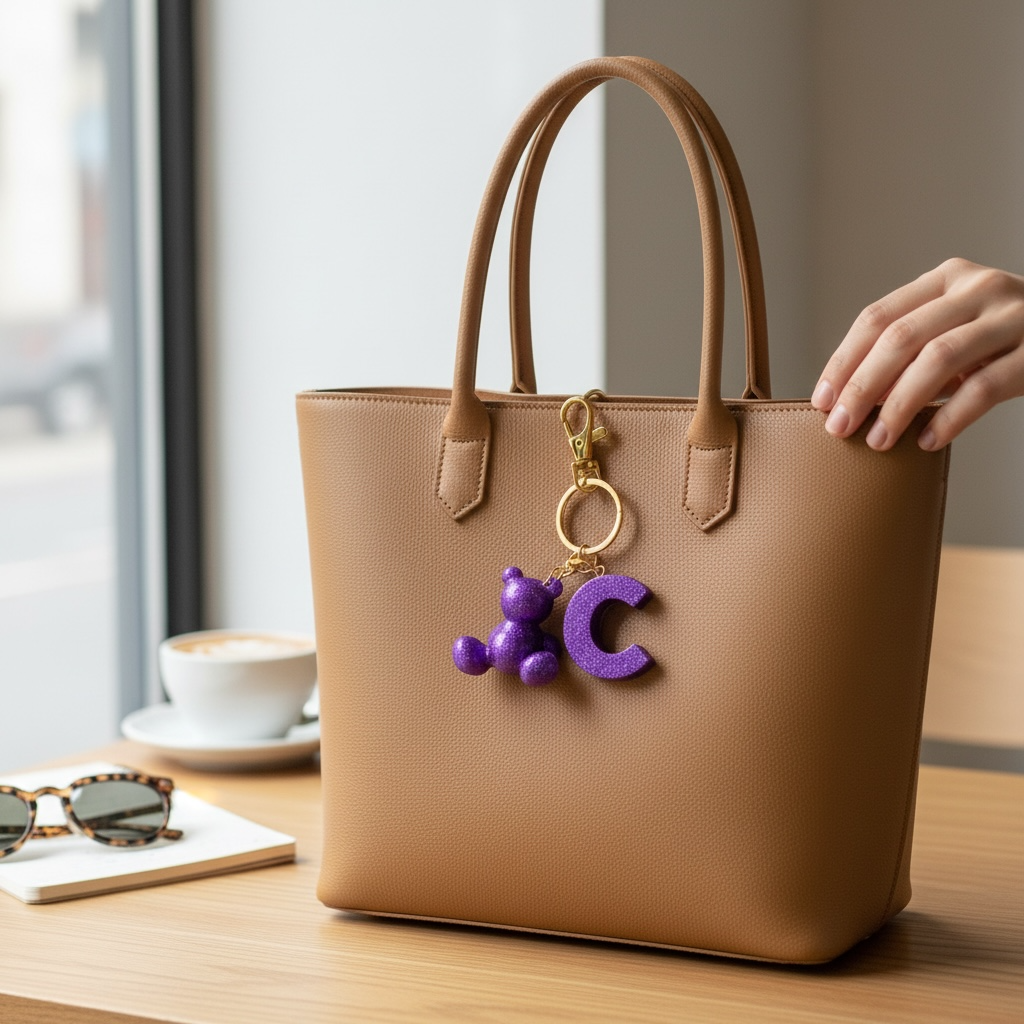 C Harfi Reçine Ayıcık Anahtarlık