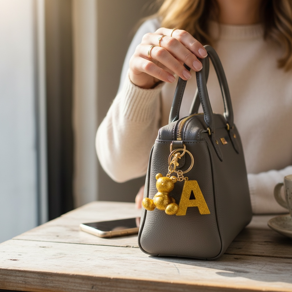 A Harfi El yapımı Reçine Ayıcık Anahtarlık