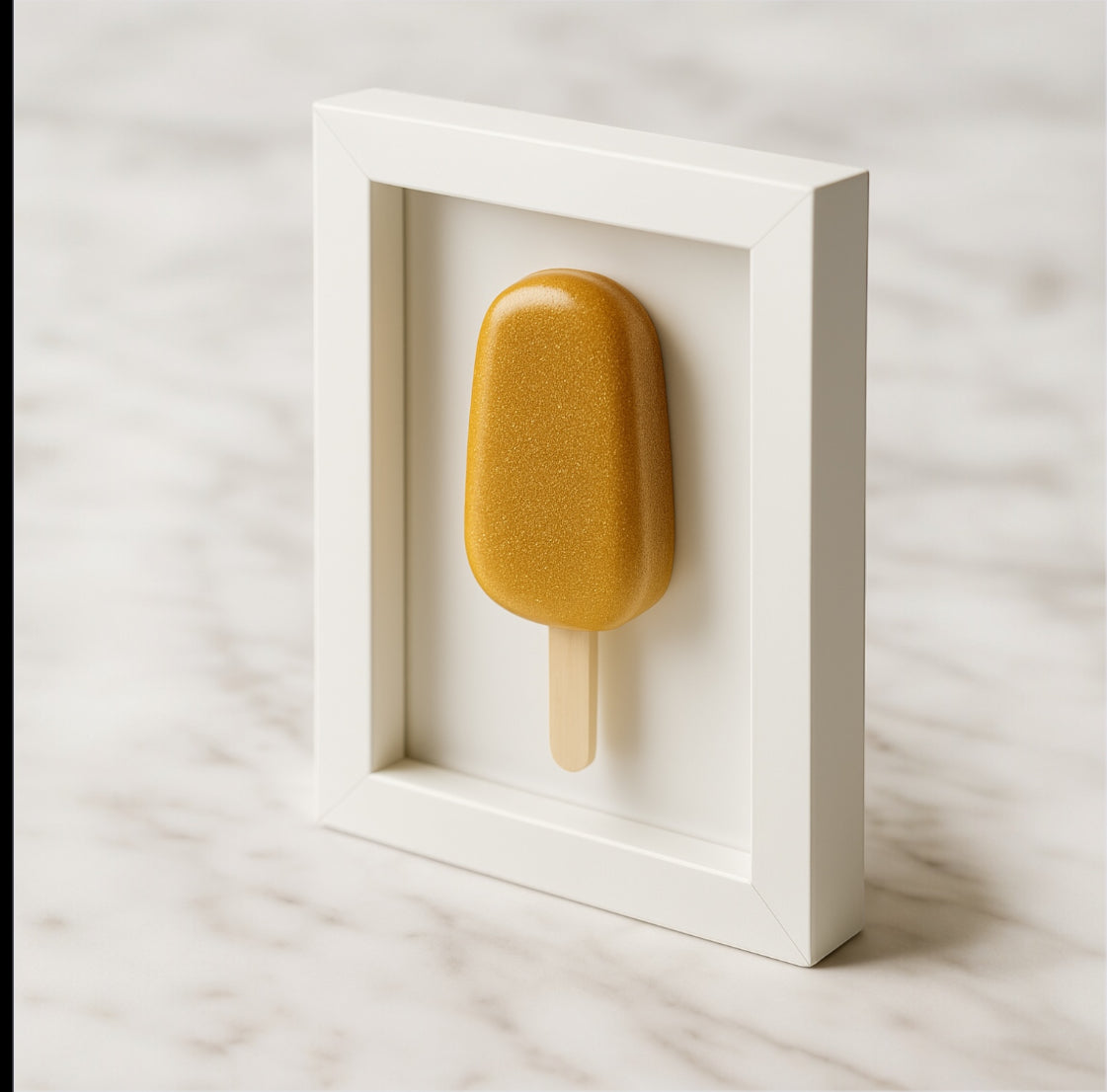 El Yapımı Altın Simli Dondurma Dekoratif Tablo - 10x15 cm - Modern Duvar Dekoru