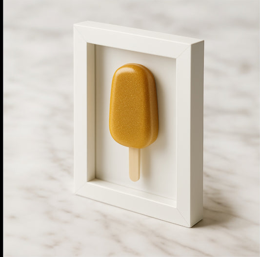 El Yapımı Altın Simli Dondurma Dekoratif Tablo - 10x15 cm - Modern Duvar Dekoru