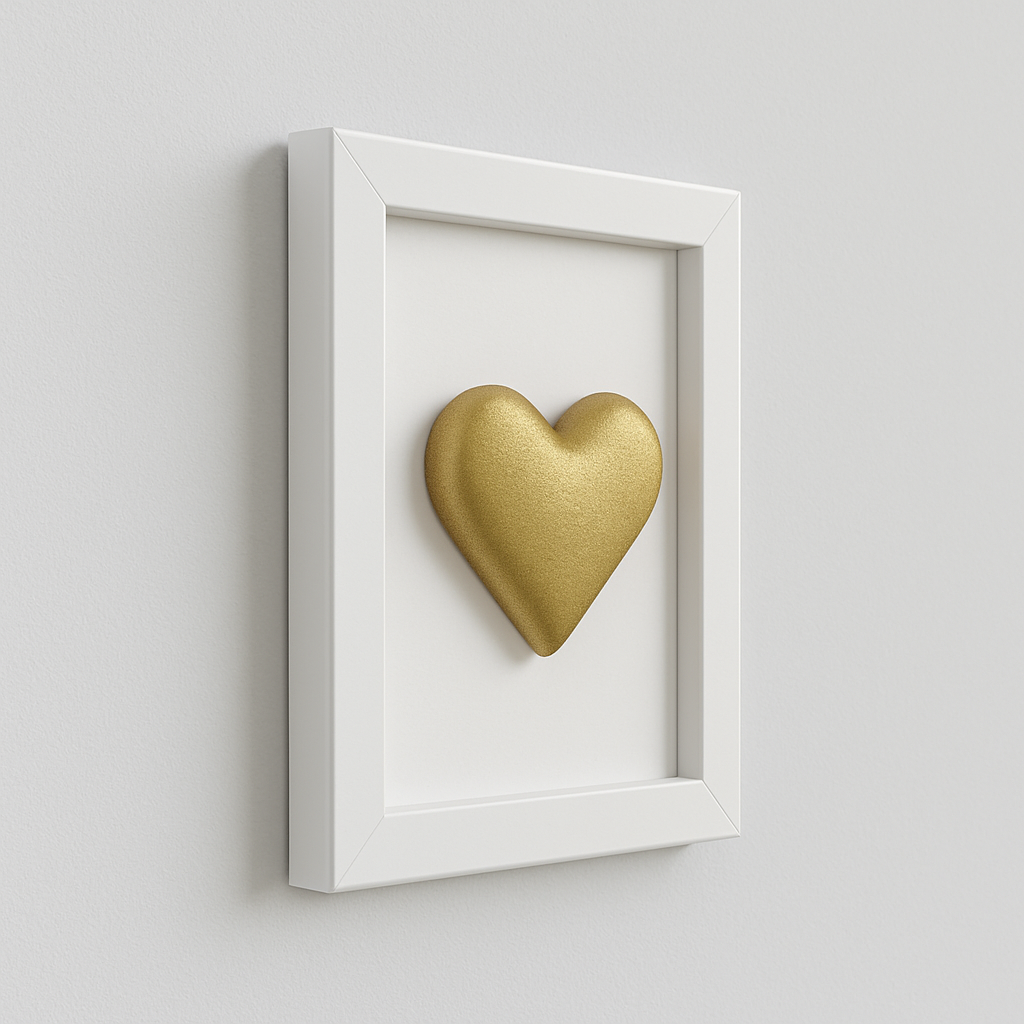 El Yapımı Reçine Kalp Figürlü Beyaz Çerçeve 10x15