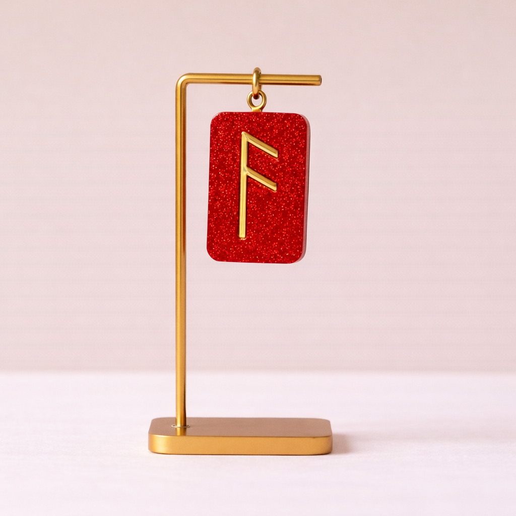 Ansuz Rune Resin Pendant - Symbol of Wisdom & Communication - Shimmering Handmade Mythological Jewelry