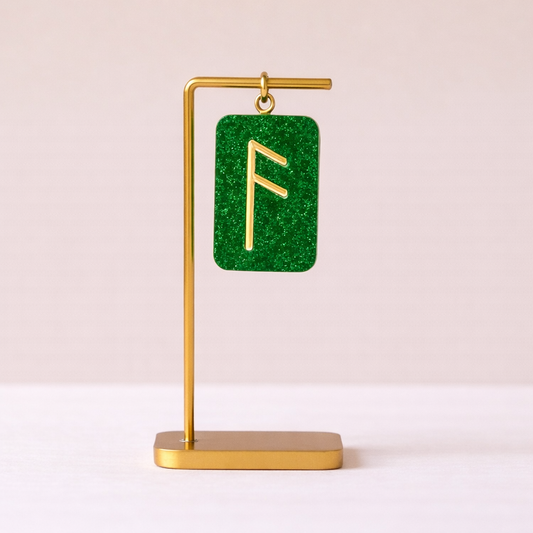 Ansuz Rune Reçine Kolye Ucu - Bilgelik ve İletişim Sembolü - Işıltılı El Yapımı Mitolojik Takı