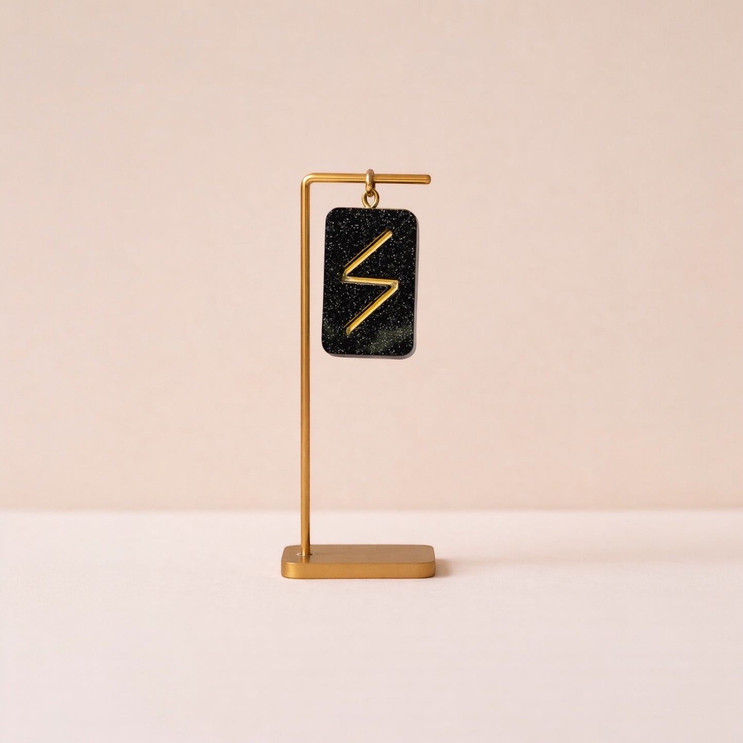 Sowilo Rune Resin Pendant - Symbol of Success & Vitality - Green Shimmer Handmade Mythological Jewelry - Solar Energy Talisman