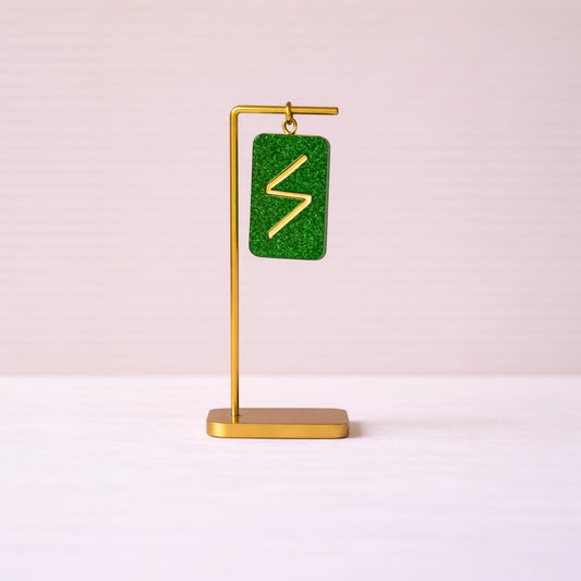 Sowilo Rune Reçine Kolye Ucu - Başarı ve Yaşam Enerjisi Sembolü - Işıltılı El Yapımı Mitolojik Takı - Güneş Tılsımı