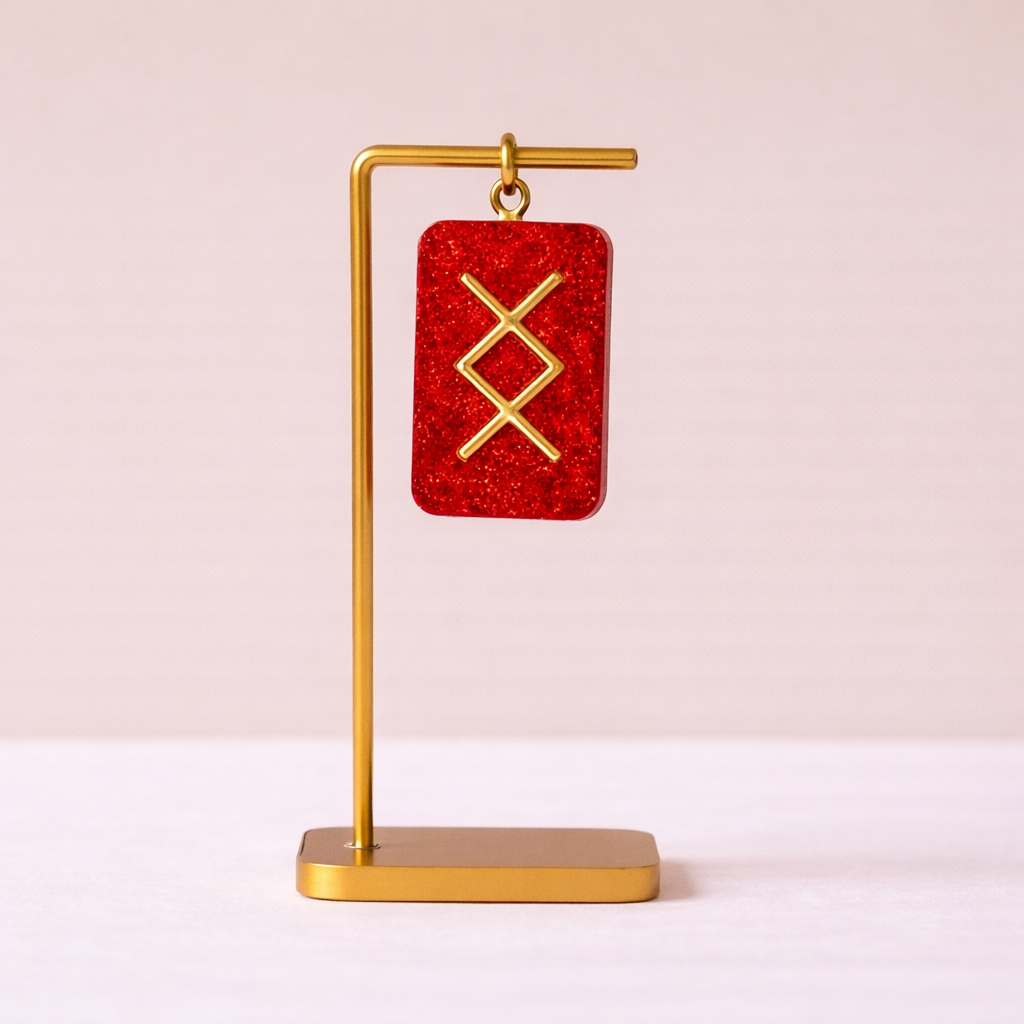 Ingwaz Rune Reçine Kolye Ucu - Potansiyel ve İçsel Büyüme Sembolü - Yeşil Işıltılı El Yapımı Mitolojik Takı - Verimlilik Tılsımı