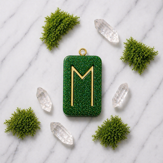 Eihwaz rune handmade resin pendant, product view 1