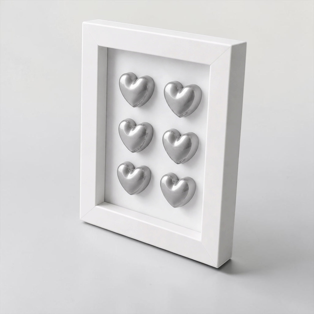 Gümüş Rengi Reçine El Yapımı Kalpler Modern Ev Dekoru - 10x15 cm