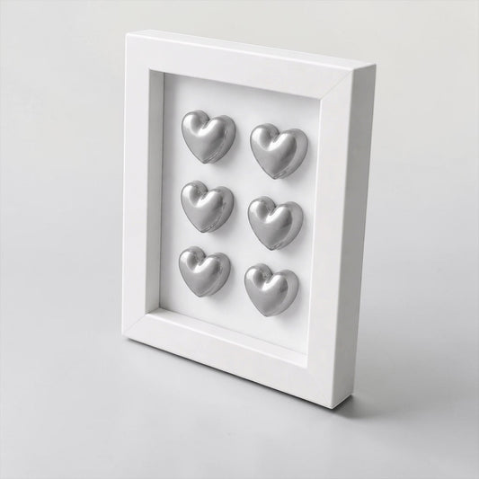 Gümüş Rengi Reçine El Yapımı Kalpler Modern Ev Dekoru - 10x15 cm