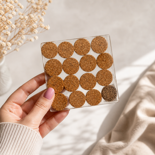 Set of 5 Handmade Resin Coasters with Wine Corks detail view