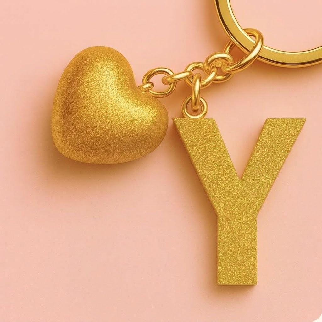 Y letter handmade resin heart keychain, product view 5