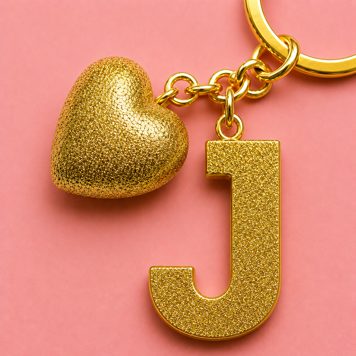 J letter handmade resin heart keychain, product view 2