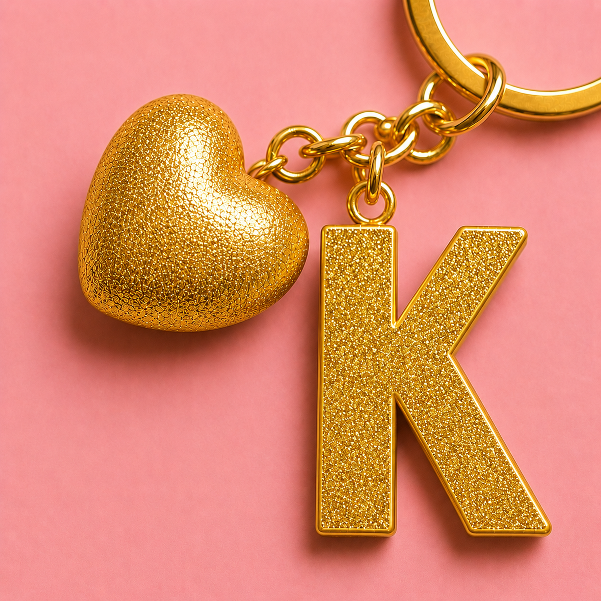 K letter handmade resin heart keychain, product view 2
