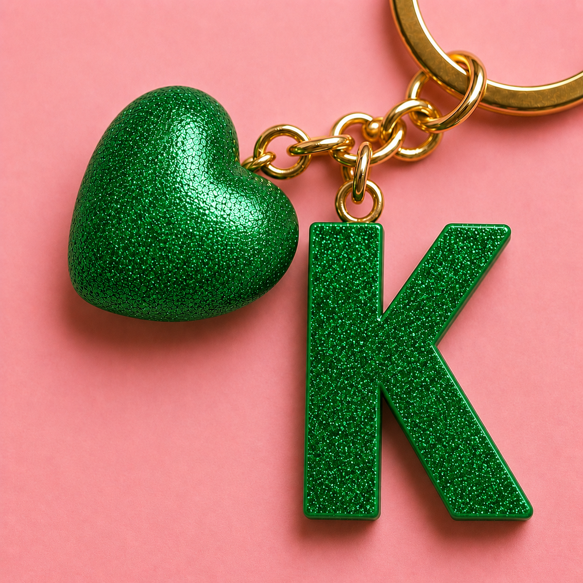 K letter handmade resin heart keychain, product view 6