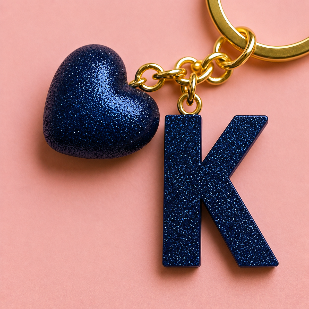 K letter handmade resin heart keychain, product view 5