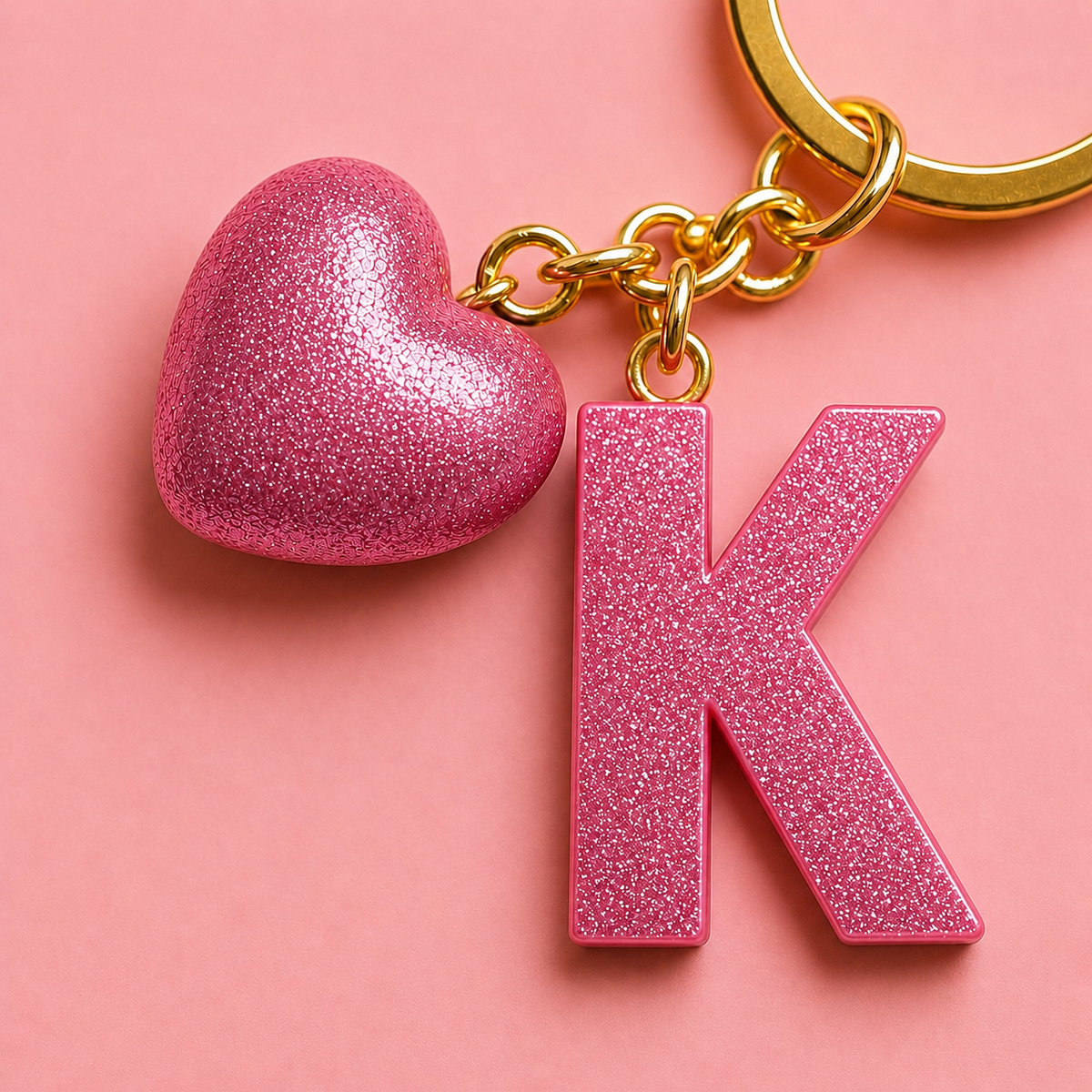 K letter handmade resin heart keychain, product view 7