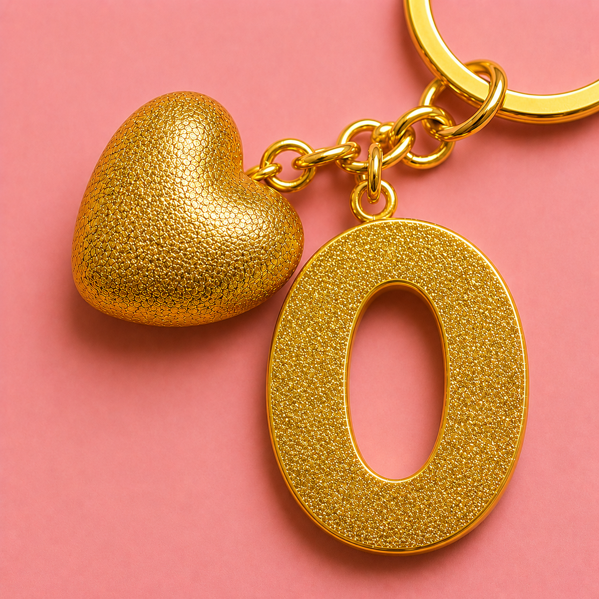 O letter handmade resin heart keychain, product view 2