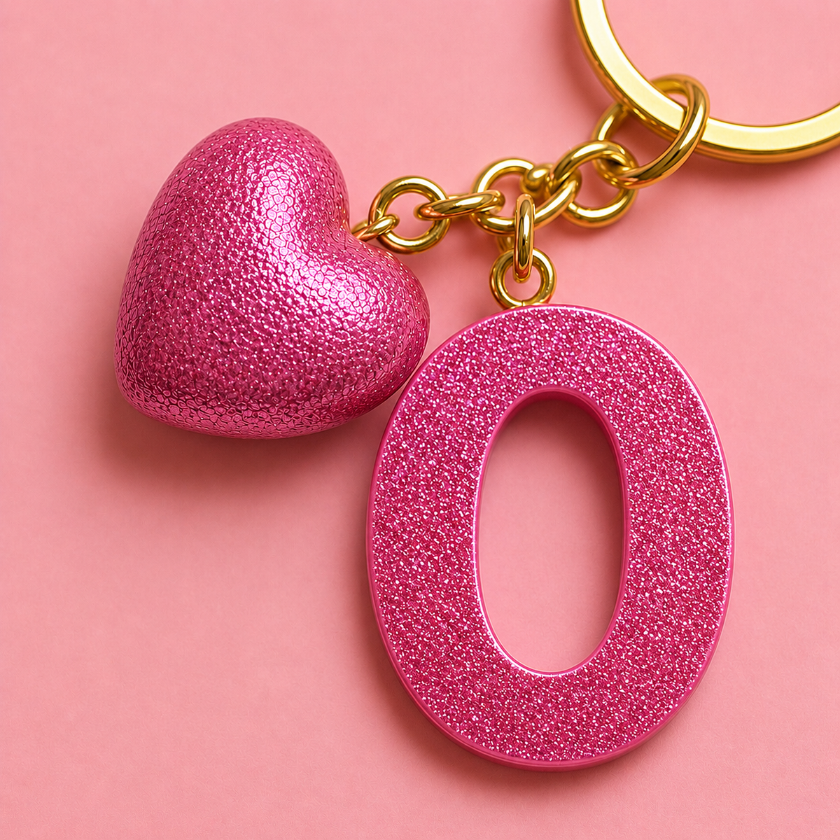 O letter handmade resin heart keychain, product view 7