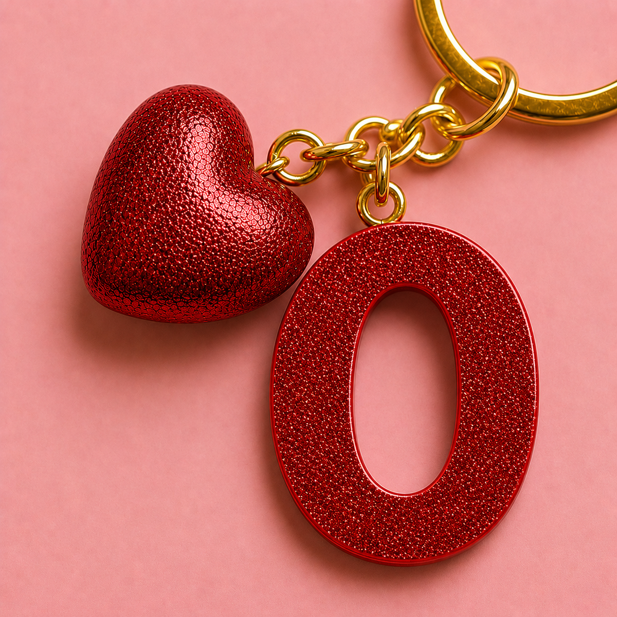 O letter handmade resin heart keychain, product view 1