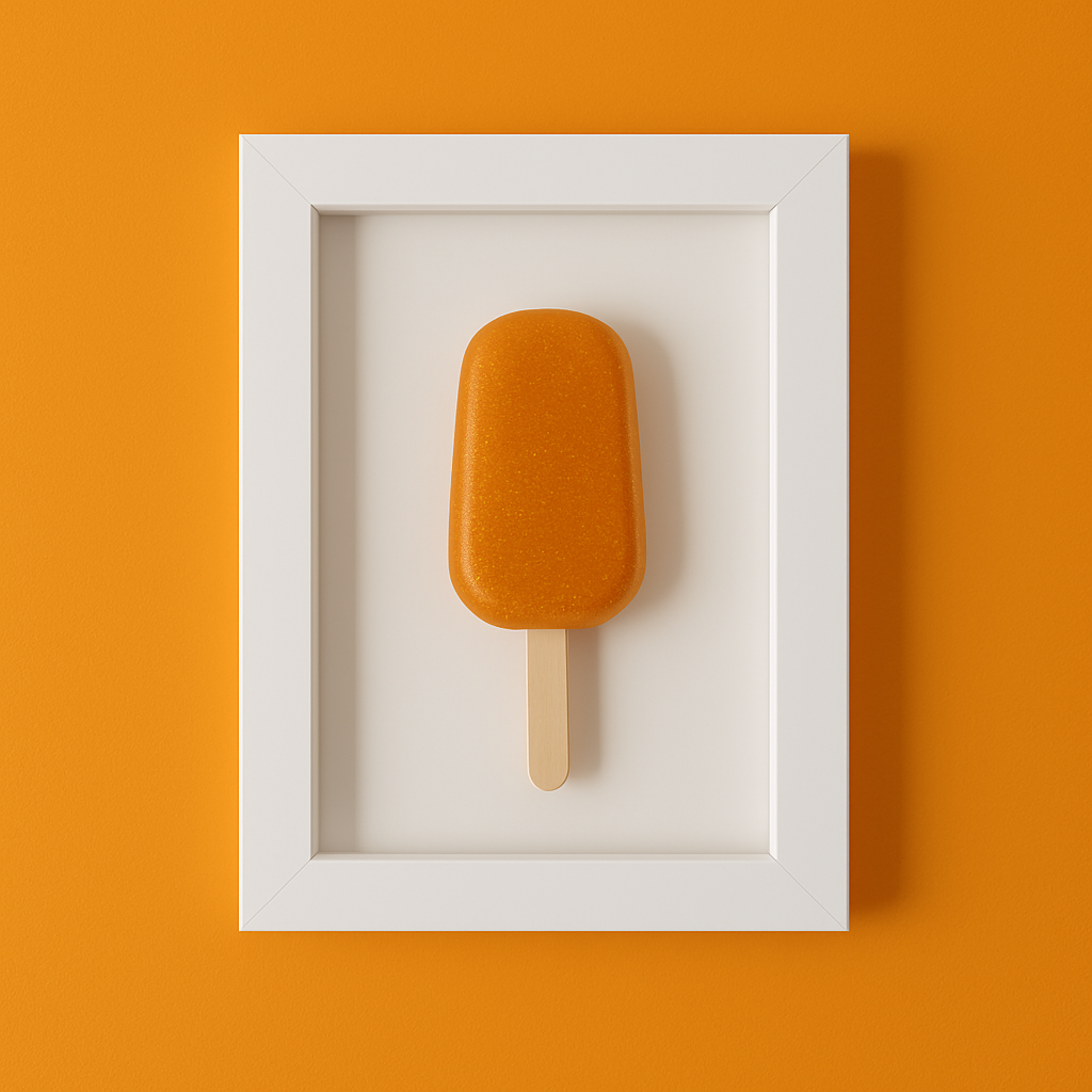 El Yapımı Turuncu Dondurma Dekoratif Tablo - 10x15 cm