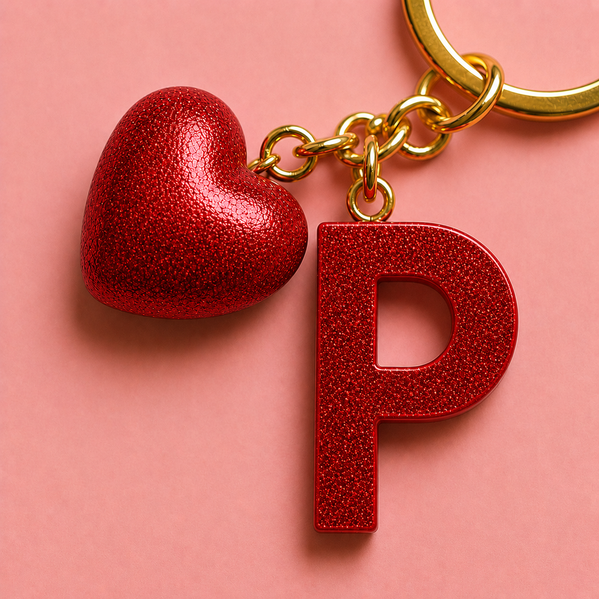 P letter handmade resin heart keychain, product view 6
