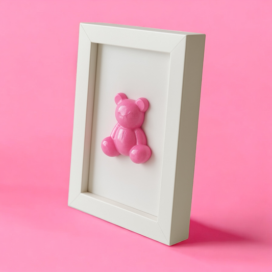 El Yapımı Pembe Ayıcık Dekoratif Çerçeve - 10x15 cm
