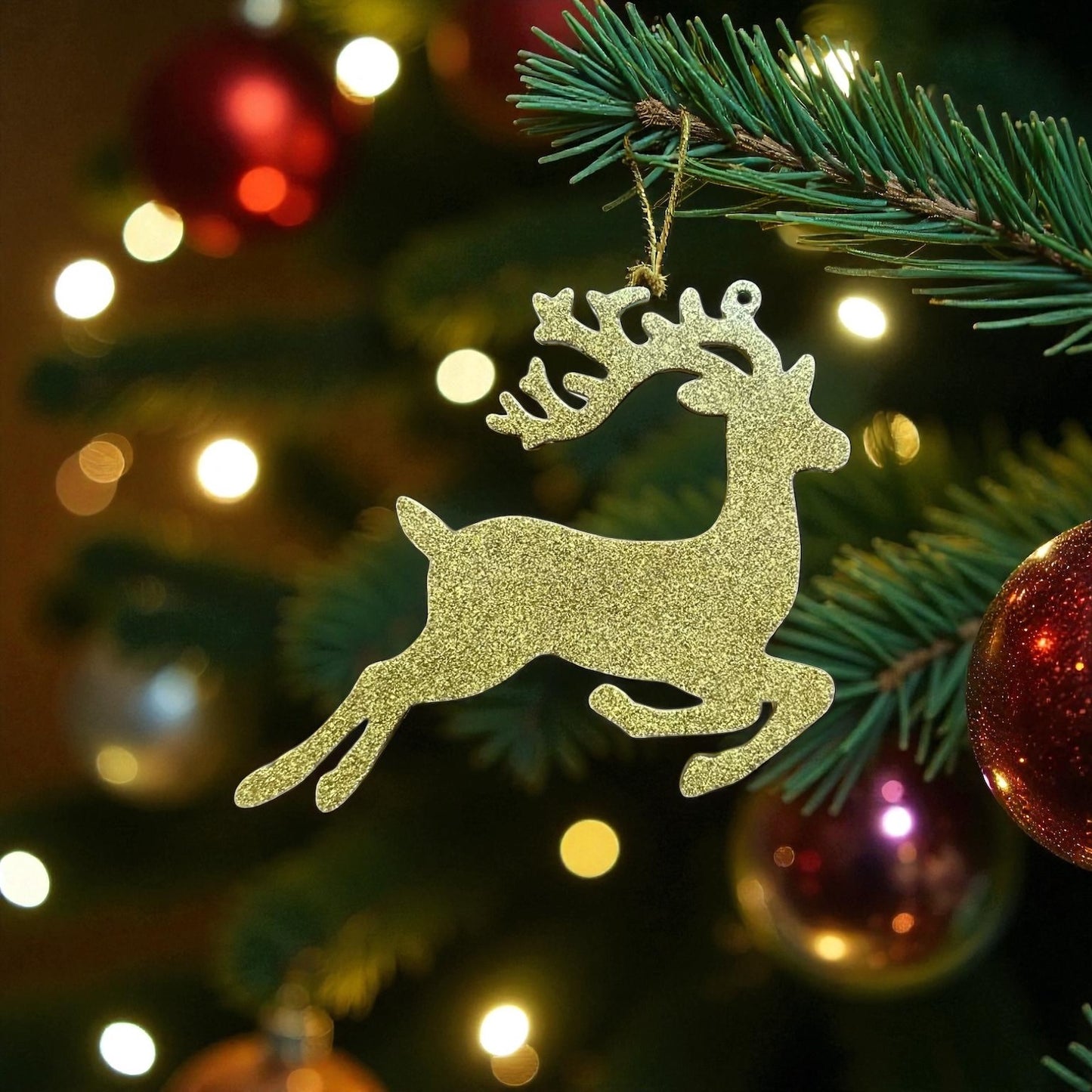 Altın Glitter Yılbaşı Geyiği Seti (4 Adet) - Ren Geyiği Ağaç Süsü Dekorasyon