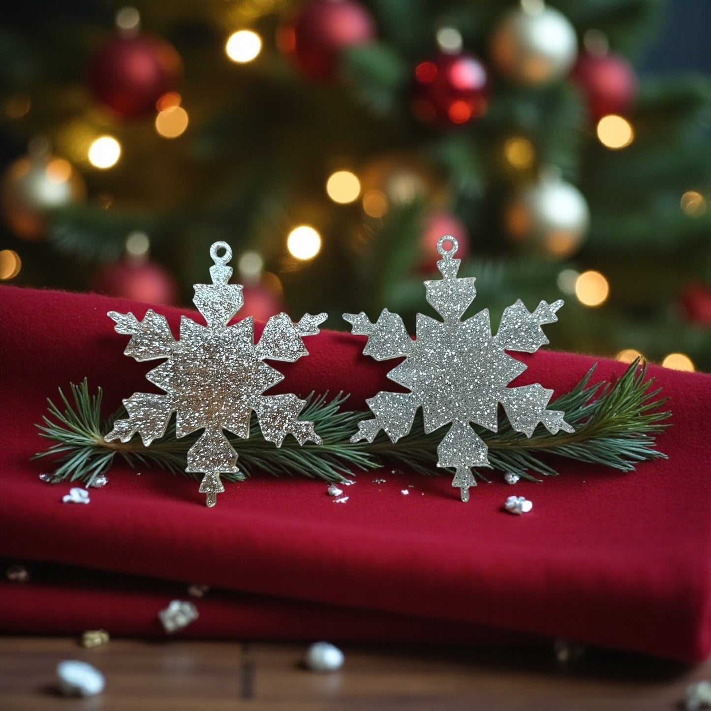 Gümüş Simli Kar Tanesi Yılbaşı Süsü (10 Adet)