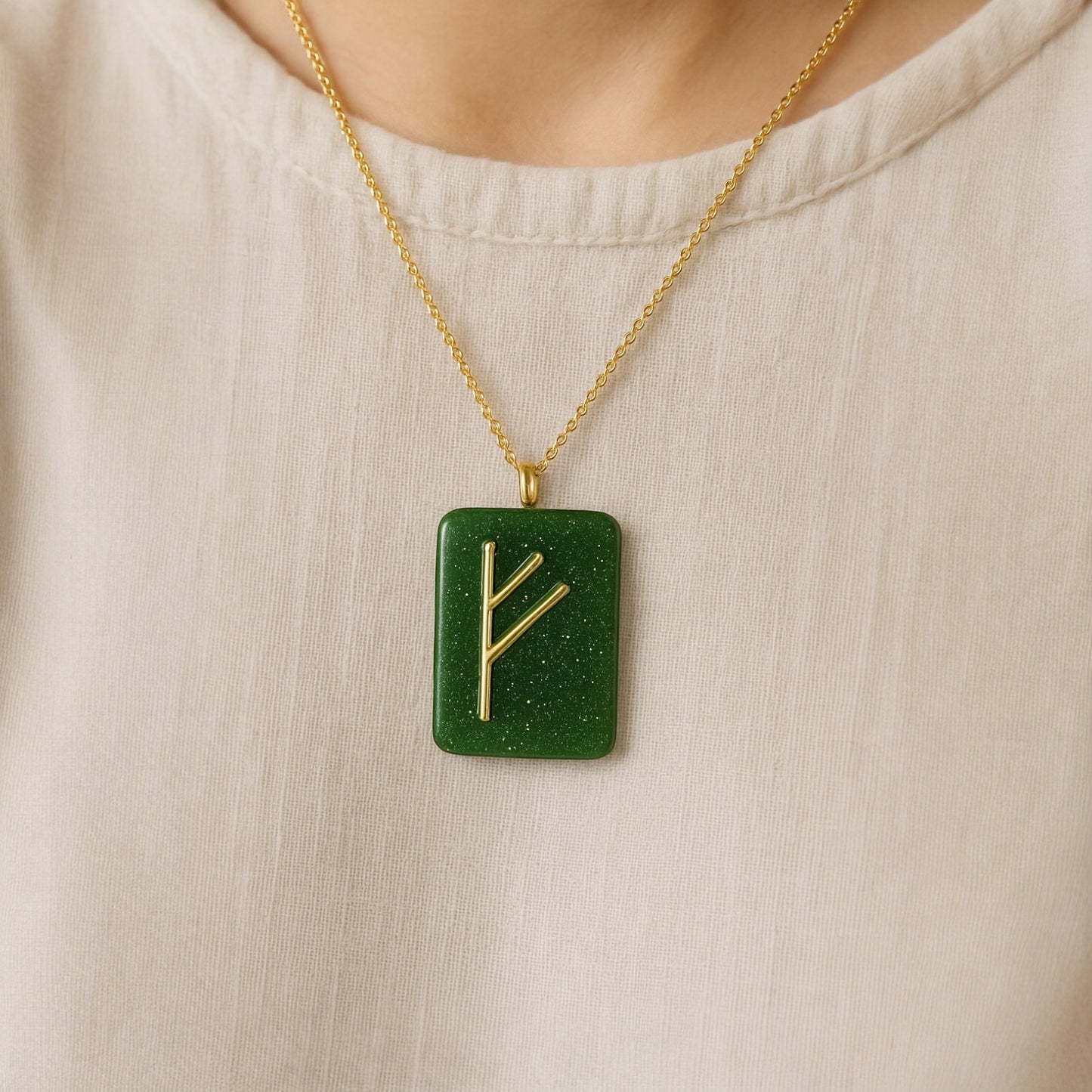 Fehu Rune Kolye Ucu - Zenginlik ve Şans Tılsımı - Viking Kolye