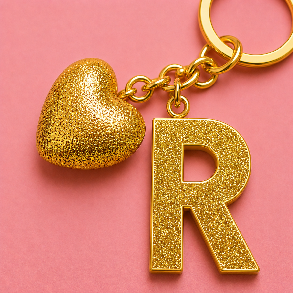 R letter handmade resin heart keychain, product view 6