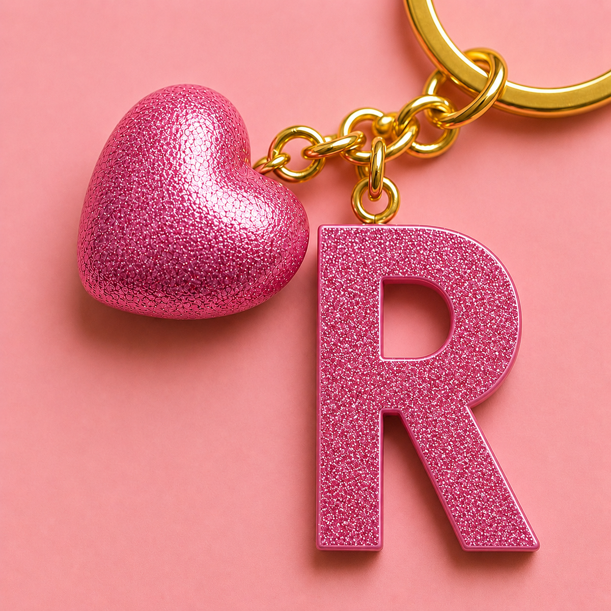 R letter handmade resin heart keychain, product view 11