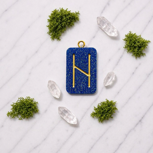 Hagalaz rune handmade resin pendant, product view 1