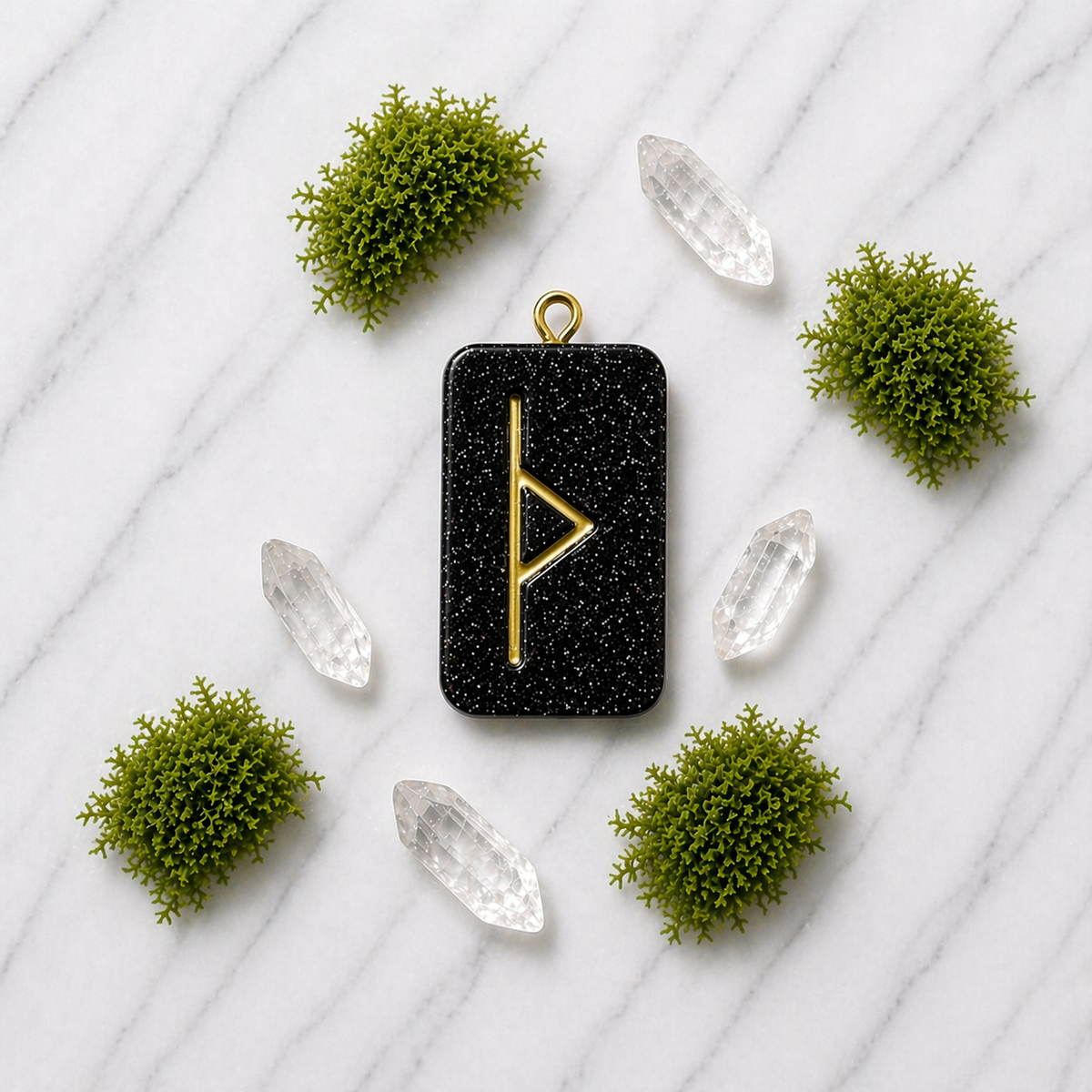 Thurisaz rune handmade resin pendant, product view 4