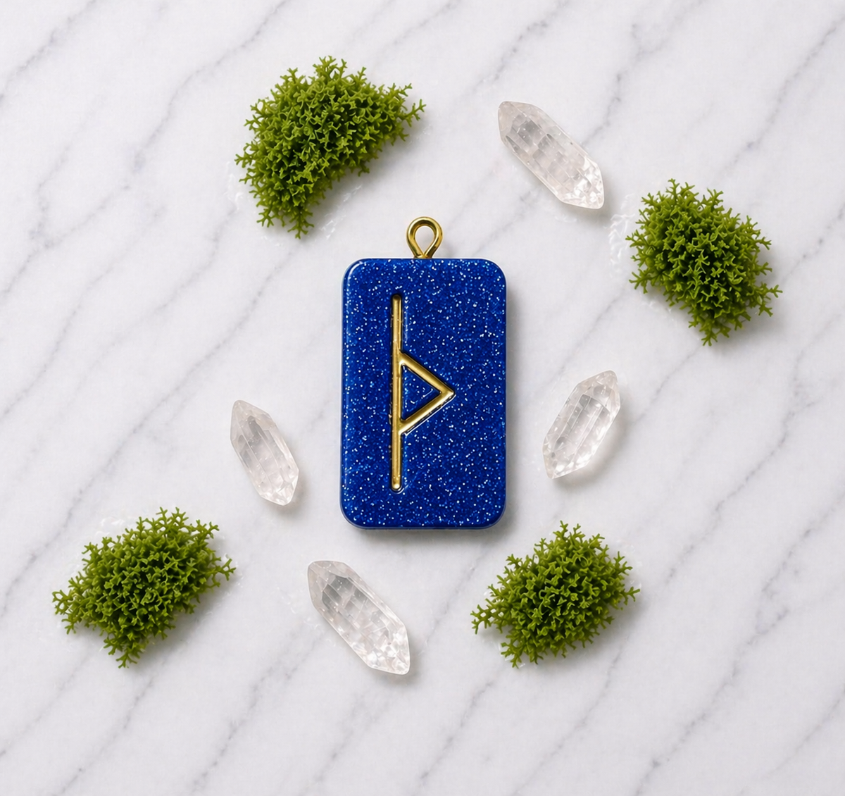 Thurisaz rune handmade resin pendant, product view 2