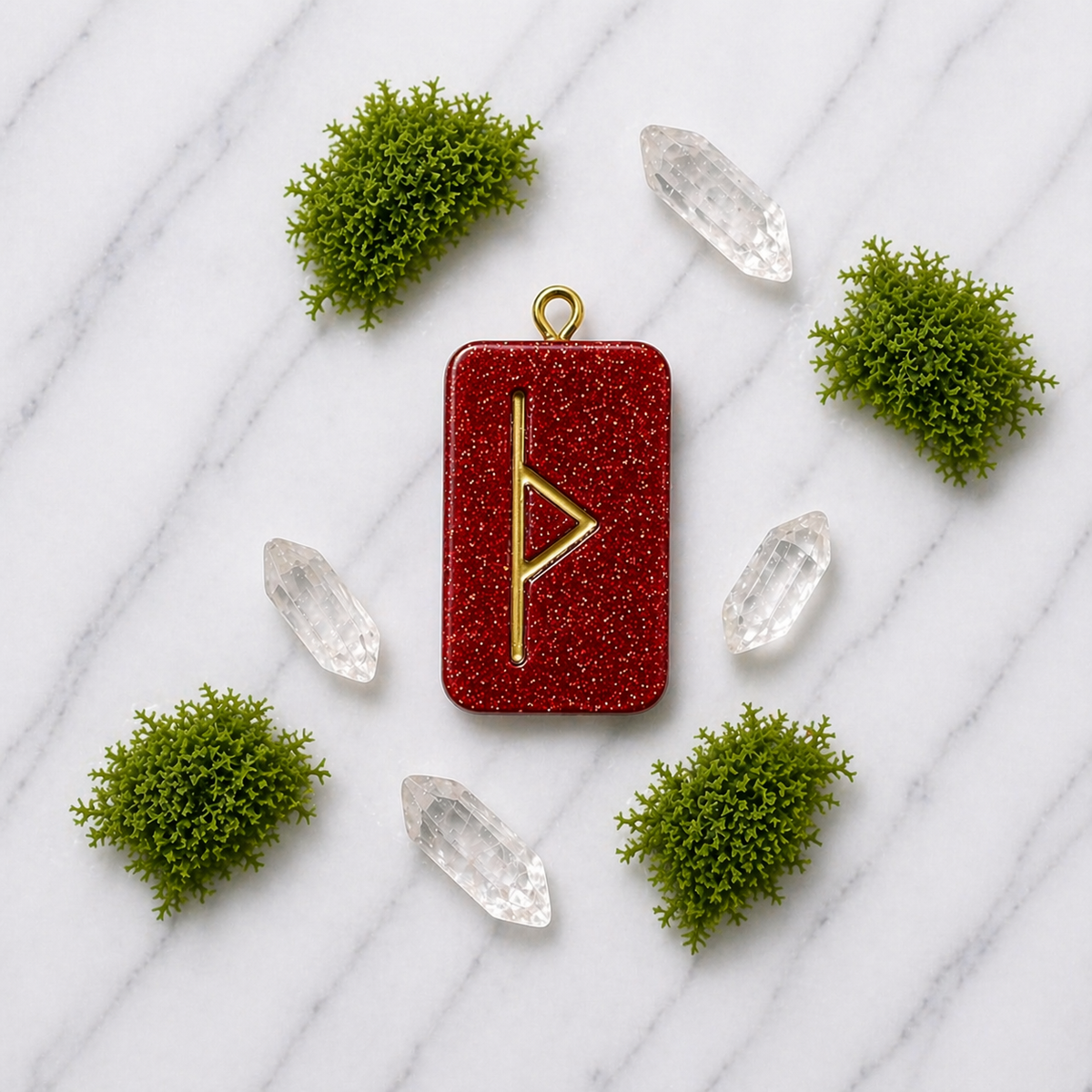 Thurisaz rune handmade resin pendant, product view 3