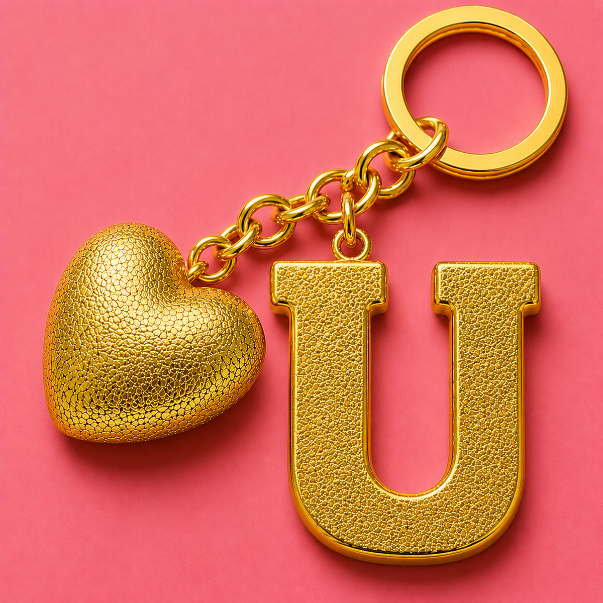 U letter handmade resin heart keychain, product view 3