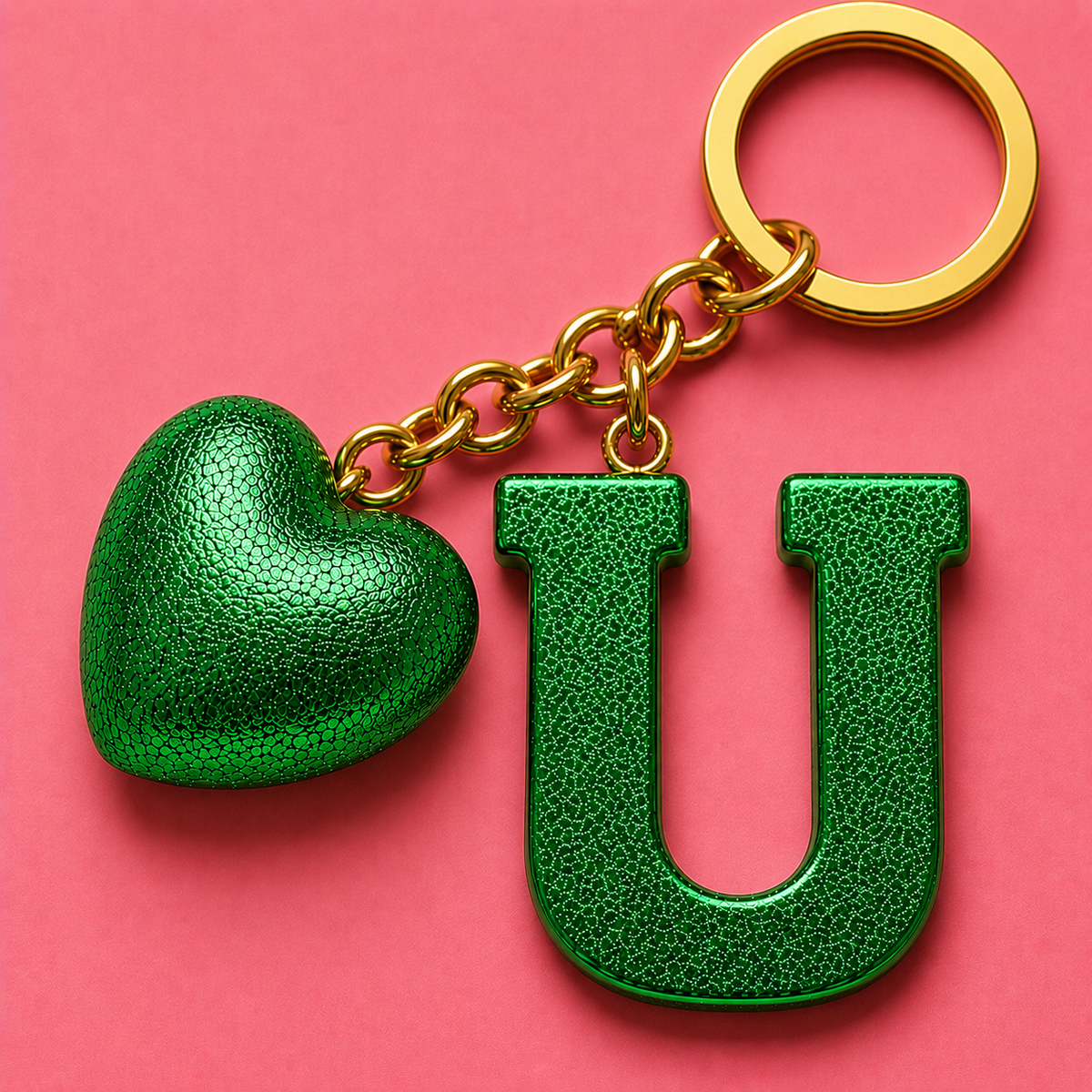 U letter handmade resin heart keychain, product view 5