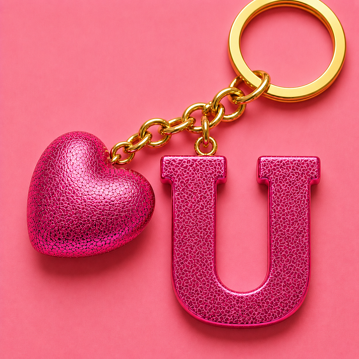 U letter handmade resin heart keychain, product view 9