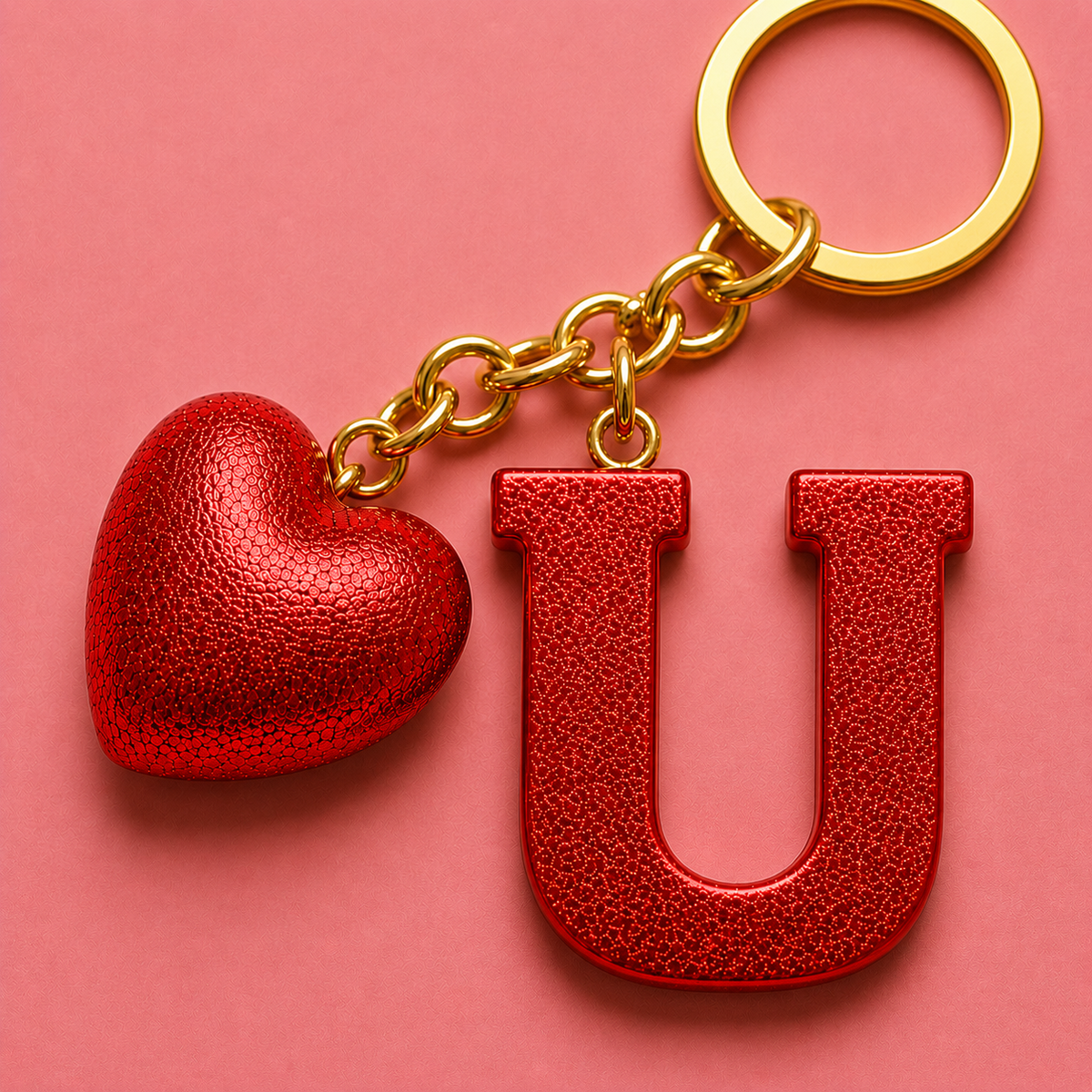 U letter handmade resin heart keychain, product view 11