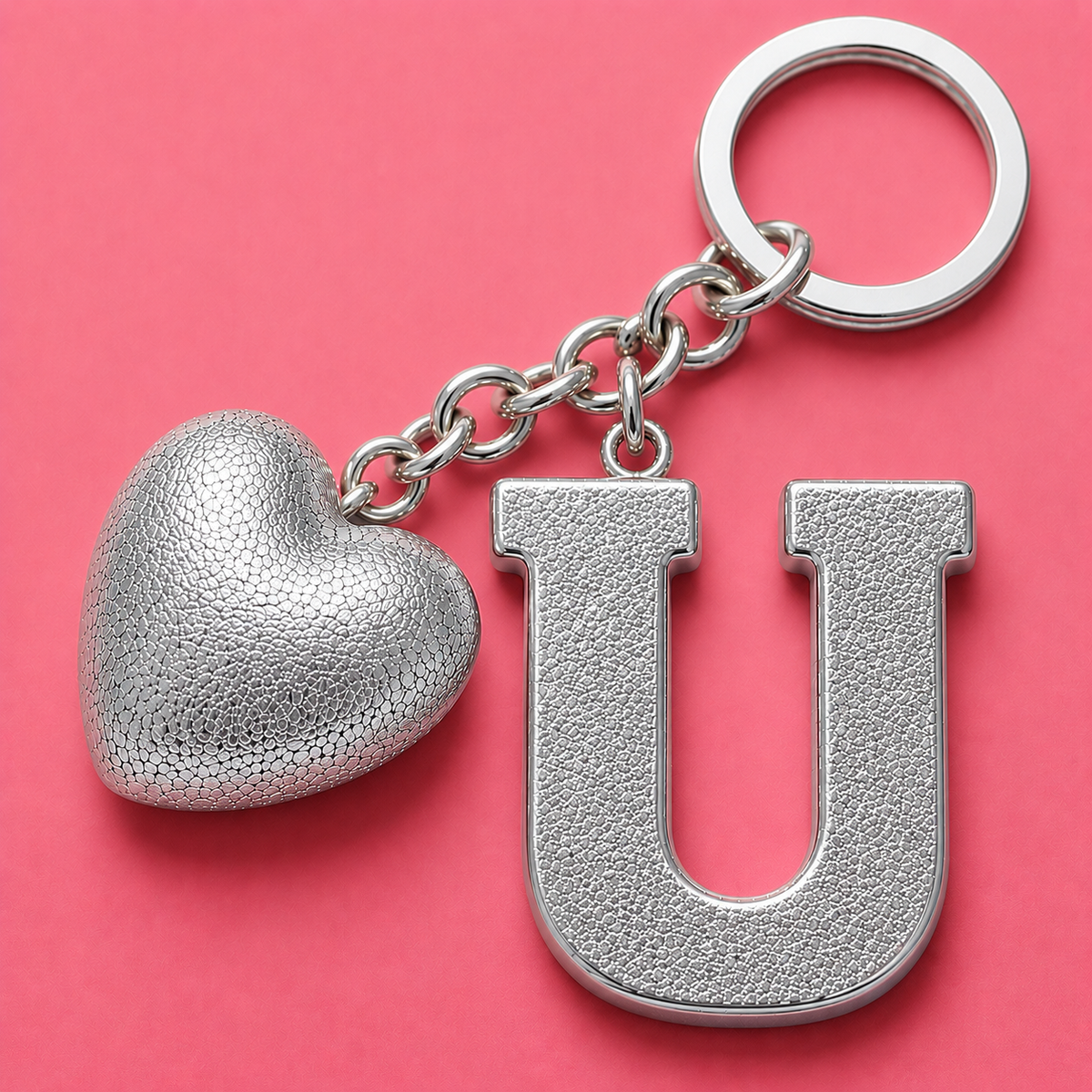 U letter handmade resin heart keychain, product view 13