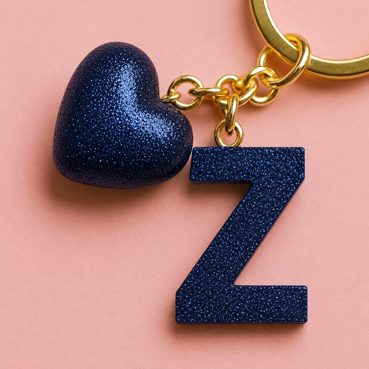 Z letter handmade resin heart keychain, product view 1