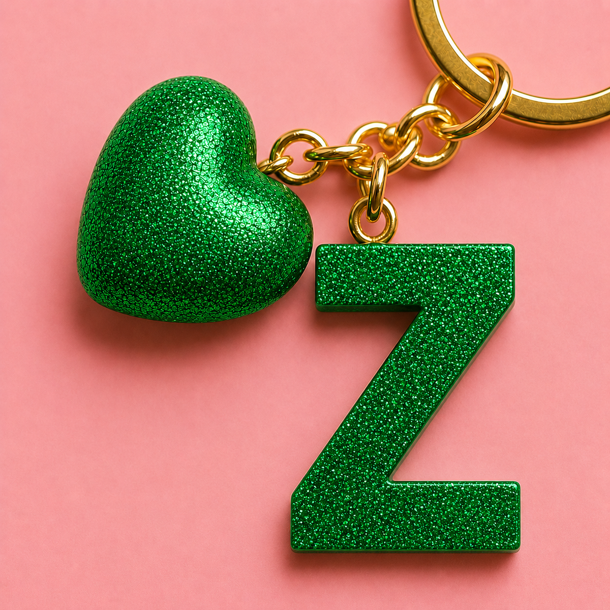Z letter handmade resin heart keychain, product view 5