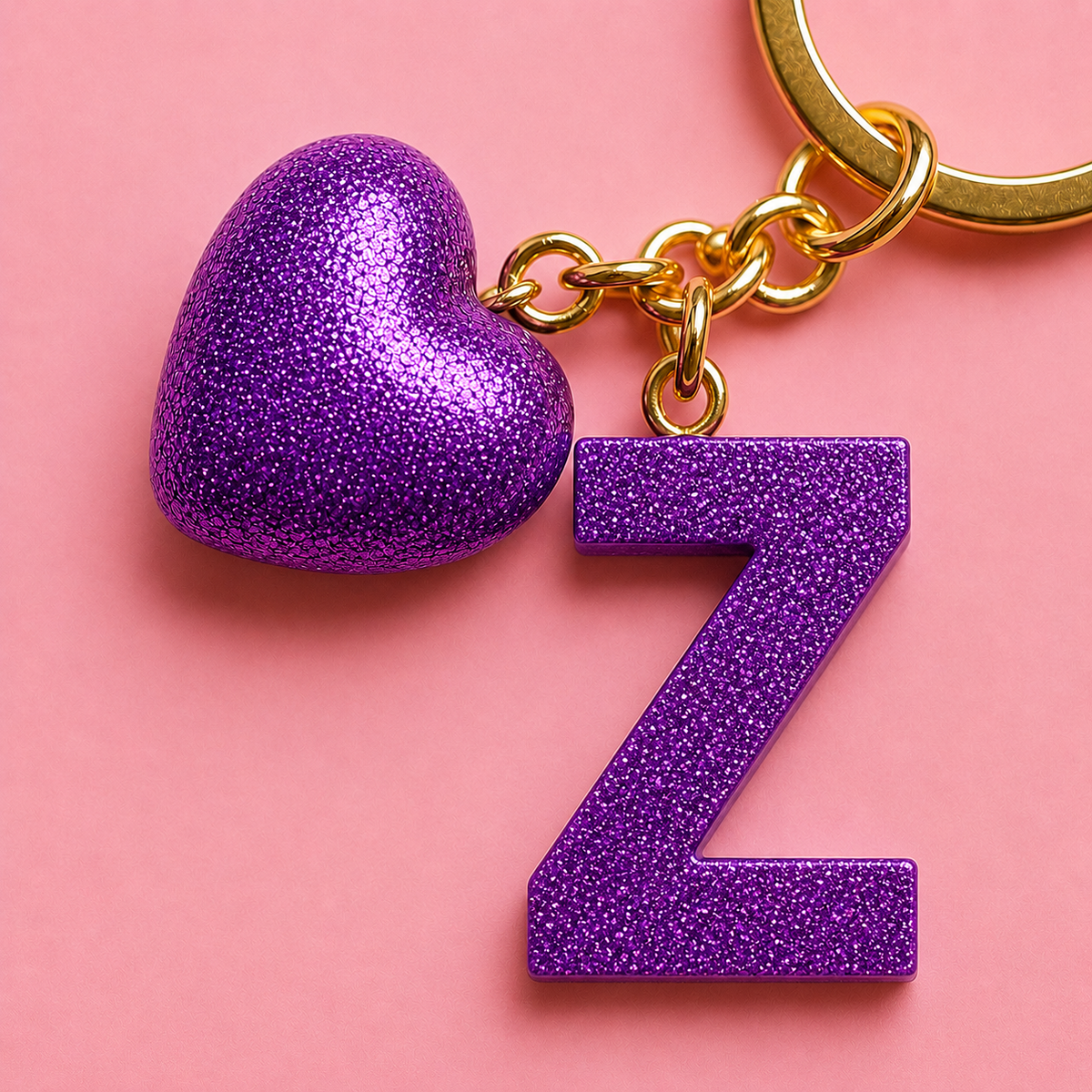 Z letter handmade resin heart keychain, product view 7