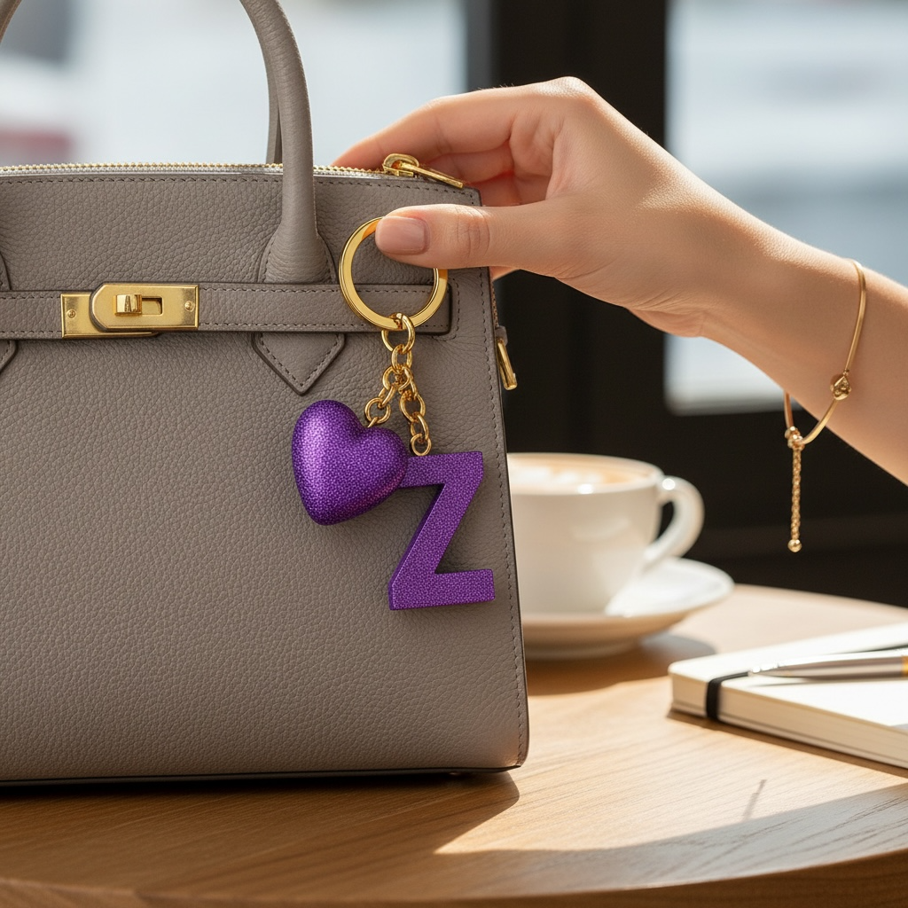 Z letter handmade resin heart keychain, product view 8