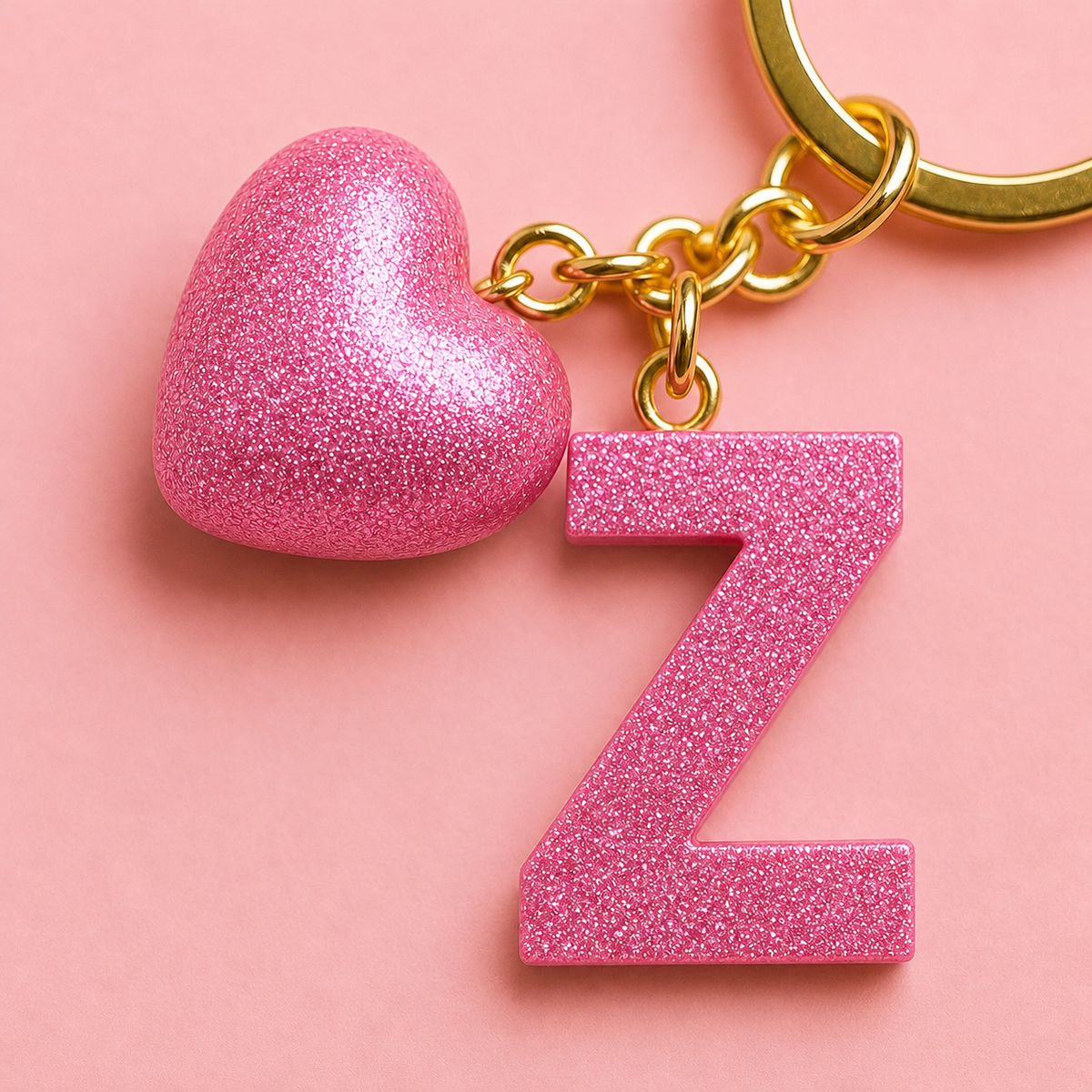 Z letter handmade resin heart keychain, product view 9