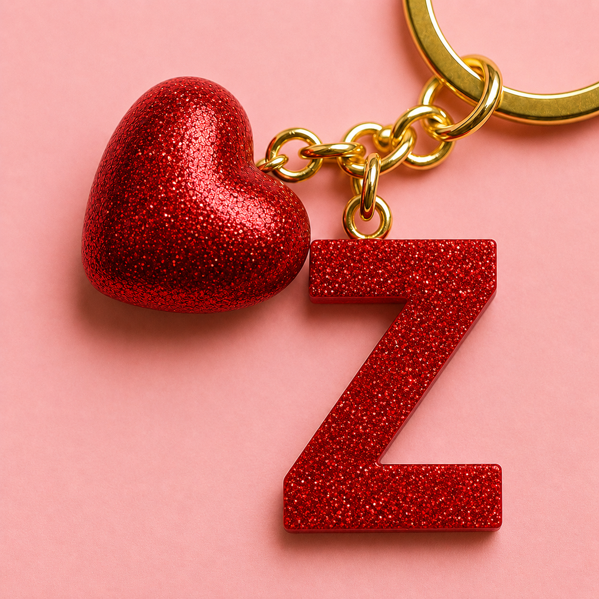 Z letter handmade resin heart keychain, product view 11