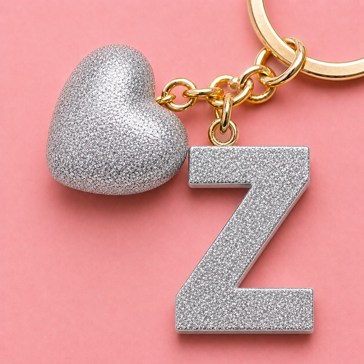 Z letter handmade resin heart keychain, product view 13